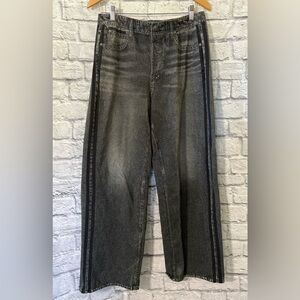 Rag & Bone Miramar Wide Leg Track Pants Blk Sz L